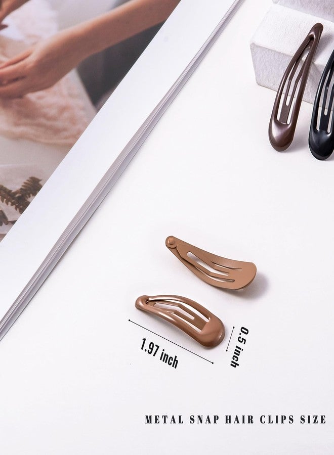 Cptots 20 PCS Metal Snap Hair Clips Water Drop No Slip Barrettes for Women Bright Small Hair Clips For Thick And Thin Fine Hair,Black Beige Brown,1.97 x 0.5 In. - Image 2